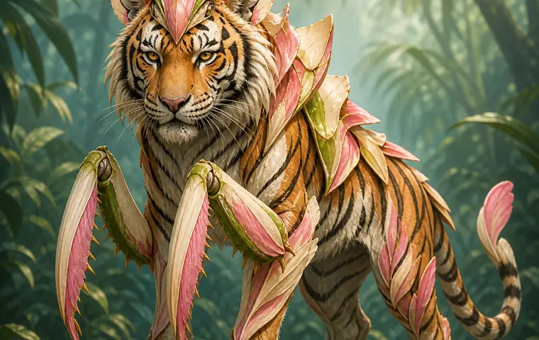 Tiger with orchid mantis accents example output from the Random Animal Generator homepage